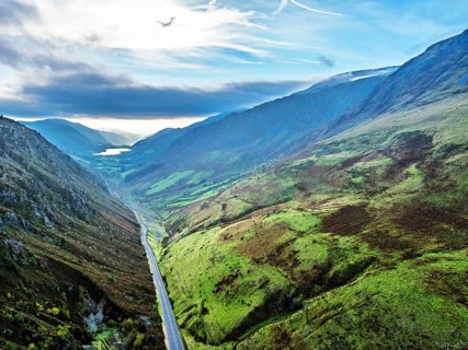 Autumn colours over Mach Loop from a drone, Minffordd, Tywyn, Wales, UK