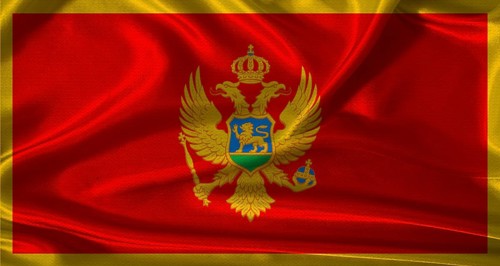 National flag of Montenegro with cloth texture. Montenegro flag with realistic texture background