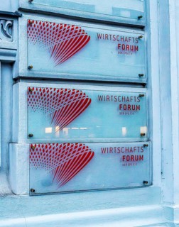 Information signs at the entrance to the SPD Economic Forum in Dorotheenstraße in Mitte, Berlin,