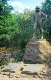 Statue of David Livingstone next to Victoria Falls, Victoria Falls, Zimbabwe, Africa, June 2000,