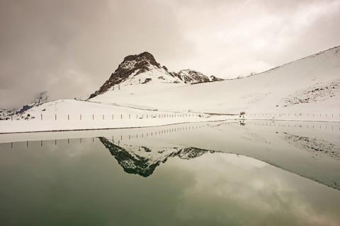 Another onset of winter in May, Kanzelwand, 2058m, border mountain in the Allgäu Alps, across which