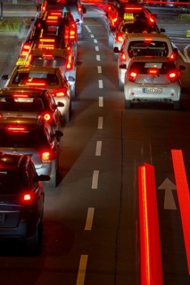 Rote Rückleuchten, Rush Hour, Rheinuferstraße, Cologne, Rhineland, North Rhine-Westphalia, Germany