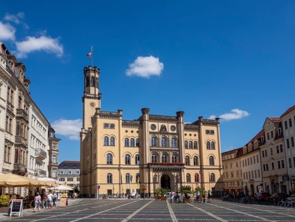 View of Town Hall, Johannisplatz, Zittau, Saxony, Germany