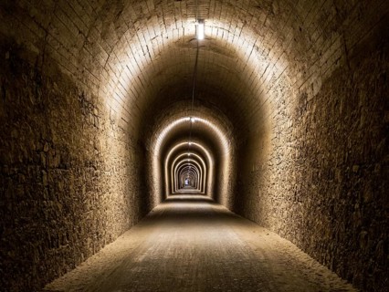 Tunnel del Castillo, Coripe Mountain Tunnel, illuminated longest tunnel on cycle path Via Verde de