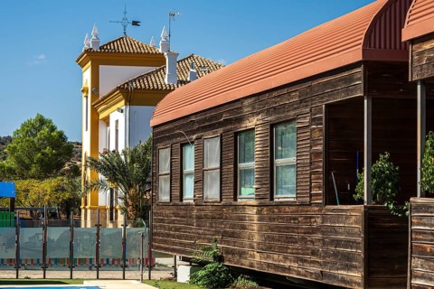 Former train station at village Olvera, now used for tourism, cafe and lodging, cycle path Via
