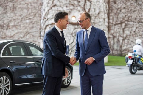 Mark Rutte (Secretary General of NATO) and Friedrich Merz (Chancellor of the Federal Republic of