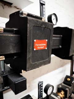 District heating transfer station in a cellar in Düsseldorf, Germany