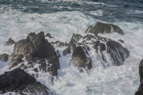 Waves blazing against cliffs, Ballaghboy, Kilnamanagh, County Cork, Ireland