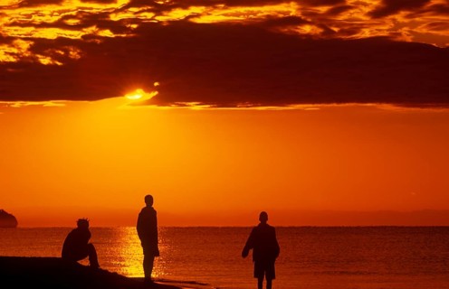 Sunrise over Lake Malawi near Kande, Malawi, Africa, July 2000, vintage, retro, old, historic