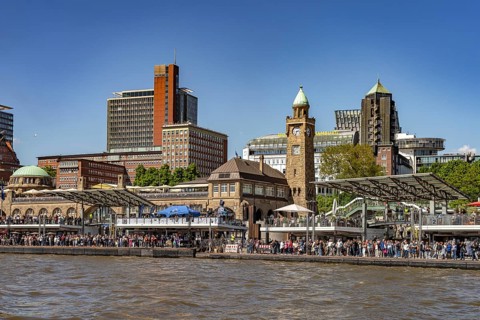 The St. Pauli Landungsbrücken at Hafengeburtstag Hamburg 2025 in the Free Hanseatic City of