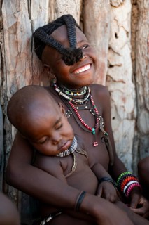 Portrait, girl, Himba children, traditional Himba village, Kaokoveld, Kunene, Namibia