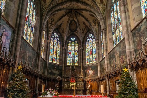 Interior view, Church of St. Peter and Paul, Obernai, Alsace, Bas-Rhin Department, France