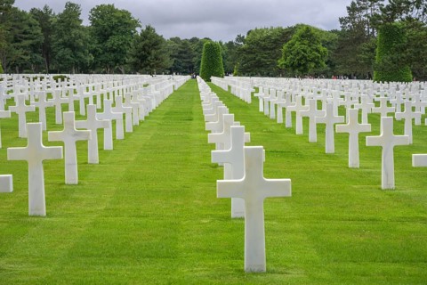 White crosses at the American Soldiers' Cemetery, Omaha Beach, Colleville-sur-Mer, Calvados