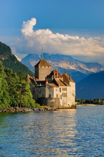 Chillon Castle on Geneva near Veytaux, Canton of Vaud, . switzerland