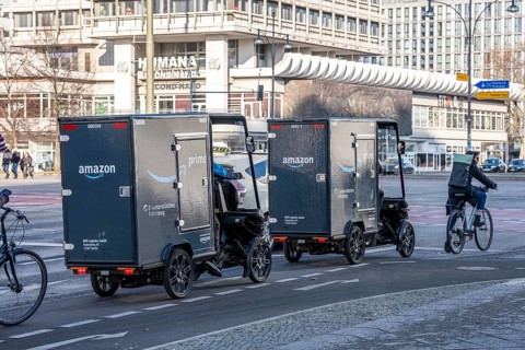 E-cargo bike, e-cargo bike delivery vehicle, pedal drives with e-motor assistance, from the