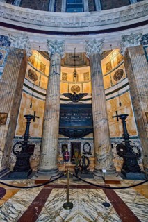 Tomb tomb of King Vittorio Emanuele II of Italy with memorial plaque and inscription Padre della