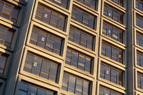 Iconic Sirius building, brutalism style on Sydney Harbour, vacant brutalist residential building in