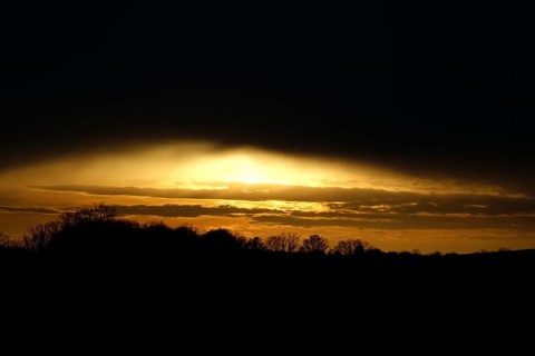 Landscape in late autumn with sunset, Germany