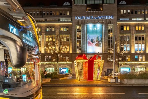 The KaDeWe, department store of the West on Tauentzienstraße in Christmas light decoration, Berlin,