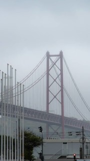 The Ponte 25 de Abril, 3.2 km long bridge in Portugal with a 2278 meter long suspension bridge
