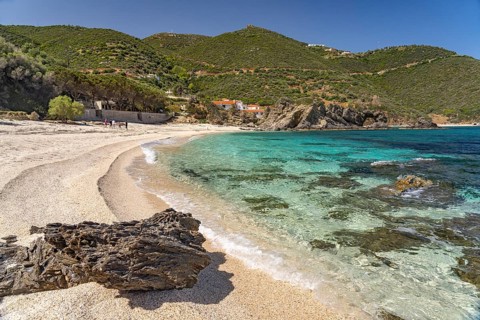 The beach of Kalamos, island of Euboea or Evia, Greece