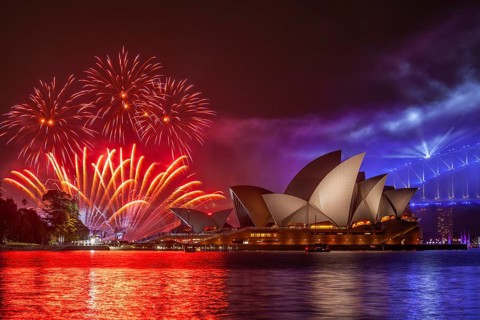 Sydney 2021 Australia Day fireworks in the harbor