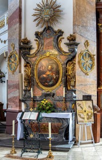Interior photos in St. Salvator Cathedral in Fulda, officially High Cathedral in Fulda, center of