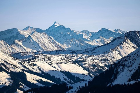 Grossglockner summit in winter, view from Hohe Salve, Tyrol, Austria
