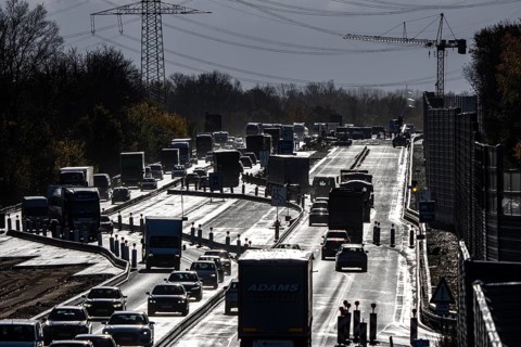 Highway construction site, the A57 is extended to 6 lanes on the section between the Meerbusch