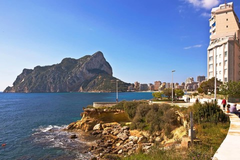 La Fossa-Levante Beach, Penon de Ifach landmark, Calpe Valencia, Costa Blanca, Spain
