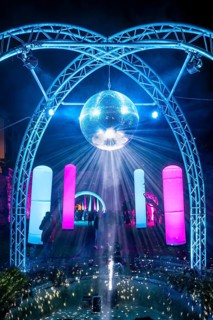 Light art, light installation, illuminated sculptures in the city garden of the city of Radolfzell