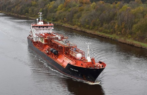 LNG tanker TITAN VISION sails in the Kiel Canal, NOK, Kiel Canal, Kiel Canal, Schleswig-Holstein,