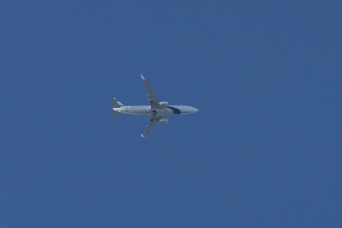 Boeing 737 jet passenger aircraft of El Al Israel airlines flying in a blue sky, England, United