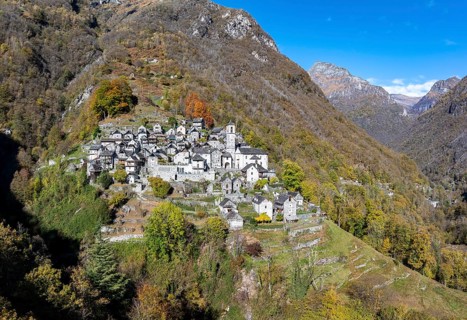 Corippo in the Verzasca Valley, a typical Ticino village, Valle Verzasca, Canton of Tessin,