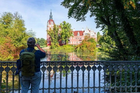 New Muskau Castle, Muskauer Park, UNESCO World Heritage Site, Bad Muskau, Upper Lusatia, Saxony,