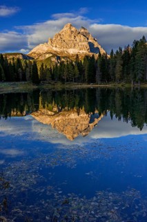 Mountain lake, mountains, reflection, sunny, evening light, Lake Antorno, Lake Antorno, Three