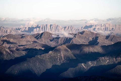 Mountain panorama at sunset, Stubai Alps, South Tyrol, Italy