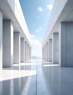 3d illustration of abstract modern architecture background, Minimal geometry architectural design,