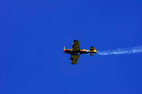 A Votec 351 sport aircraft from the Swiss MSW Aviation AG with registration HB-YMV during a flight