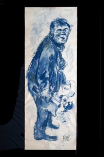 Original caricature, Berlin milieui from the 1940s, by artist Rudolf Führmann, 1909 to 1976,