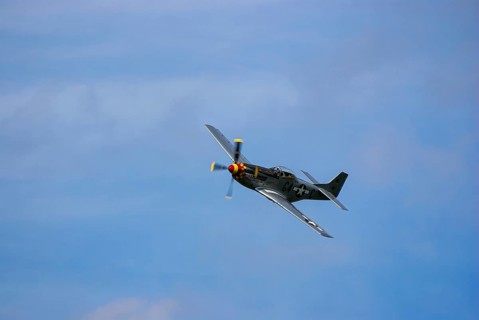 A North American P-51 Mustang of the flying group Flying Bulls, the Nooky Booky IV during an air