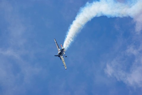 A Jakovlev Jak-55 with the registration LY-AGL during a flight demonstration as part of an air show