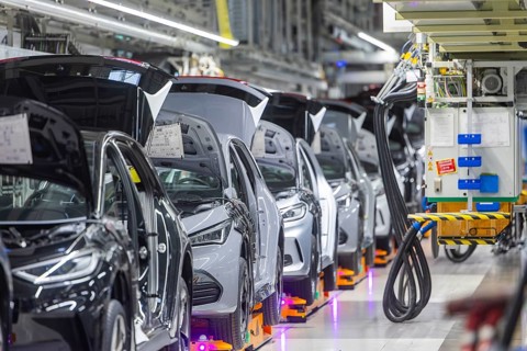 Electric car production in the assembly halls of VW in Zwickau, Zwickau, Saxony, Germany