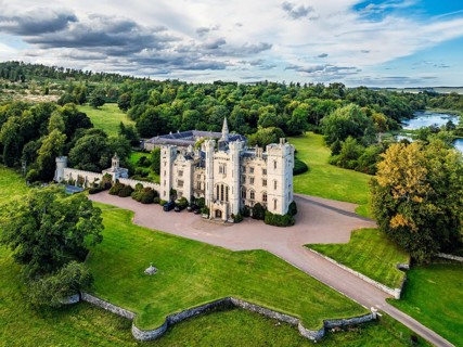 Duns Castle Estate and garden from a dron, Duns, Berwickshire, Scotland, UK