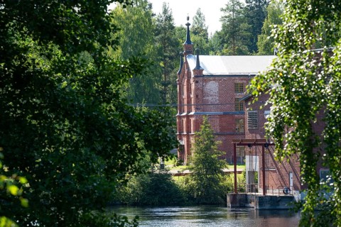 Brick factory building, former paper factory and mill for the production of groundwood pulp board,