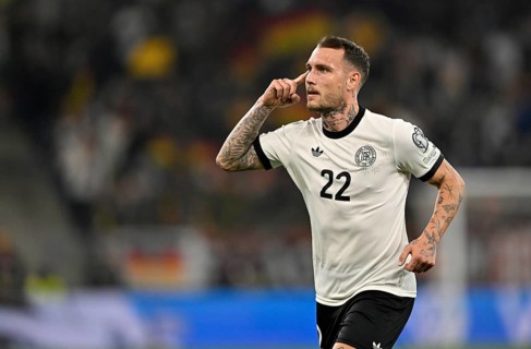Goal celebration David Raum GER (22) Gesture Gesture World Cup qualifier, international match,