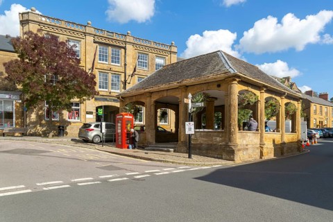 The Market House historic build in town centre, Ilminster, Somerset, England, UK
