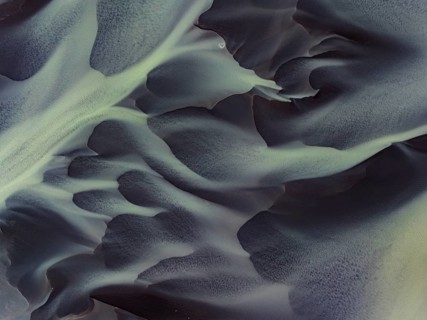 River, river course, river delta, aerial view, sediments, structures, South Iceland, Iceland
