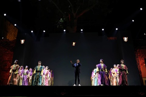 The inauguration of the Syrian Development Fund at Damascus Citadel featured light shows and stage