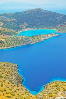 Panormitis bay, high angle view, Panormitis, Symi Island, Dodecanese Islands, Greece